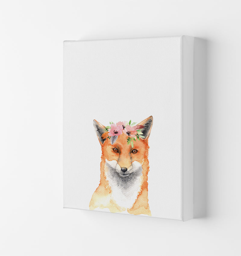 Forest Friends, Floral Fox Modern Print Animal Art Print Canvas