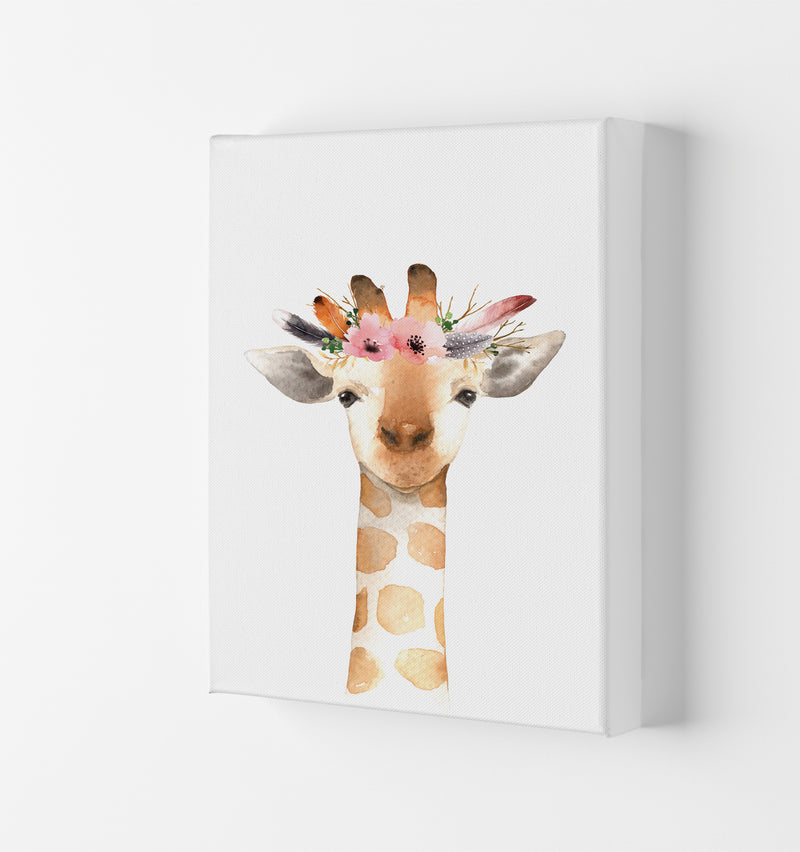Forest Friends, Floral Cute Giraffe Modern Print Animal Art Print Canvas