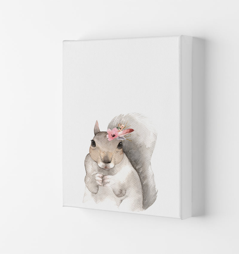 Forest Friends, Floral Cute Squirrel Modern Print Animal Art Print Canvas