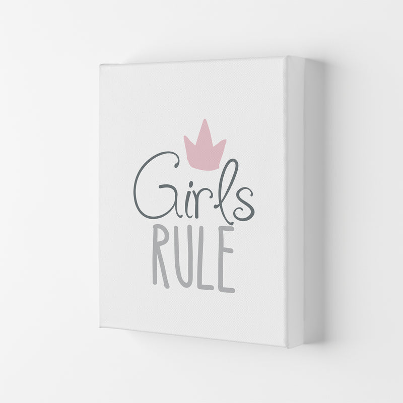 Girls Rule Framed Nursey Wall Art Print Canvas