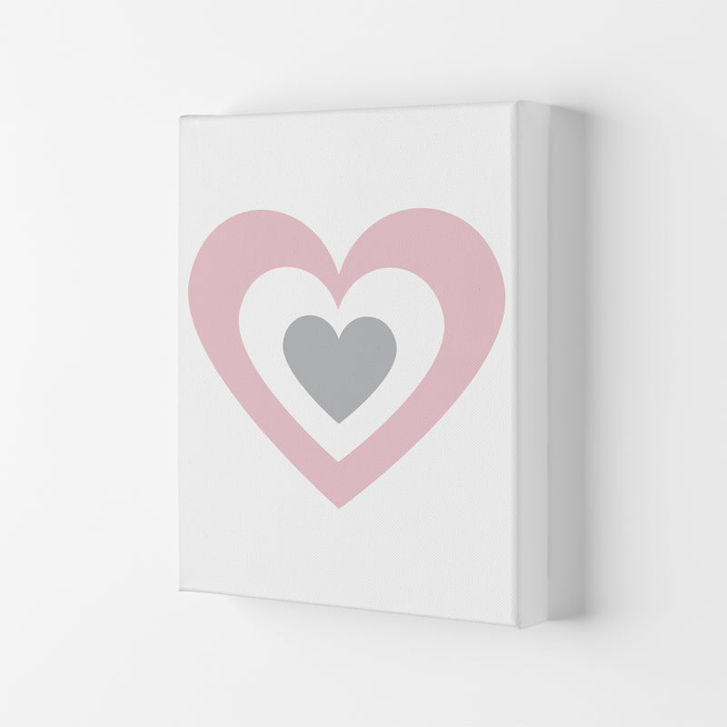 Pink And Grey Heart Modern Print Canvas