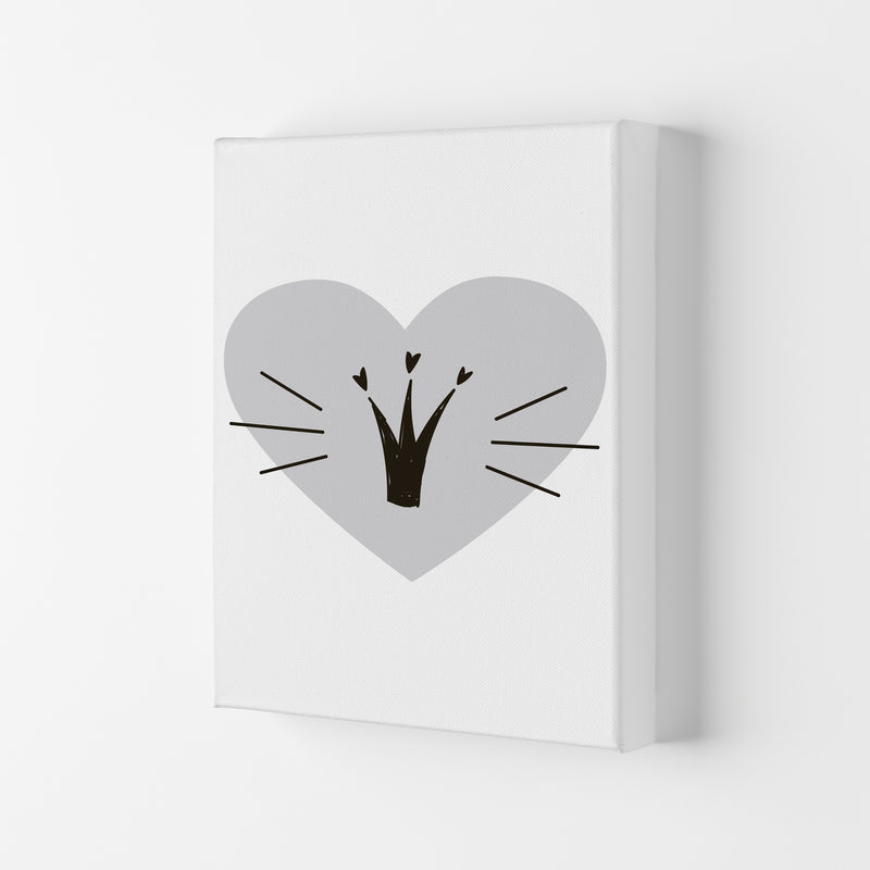 Crown With Grey Heart Framed Nursey Wall Art Print Canvas