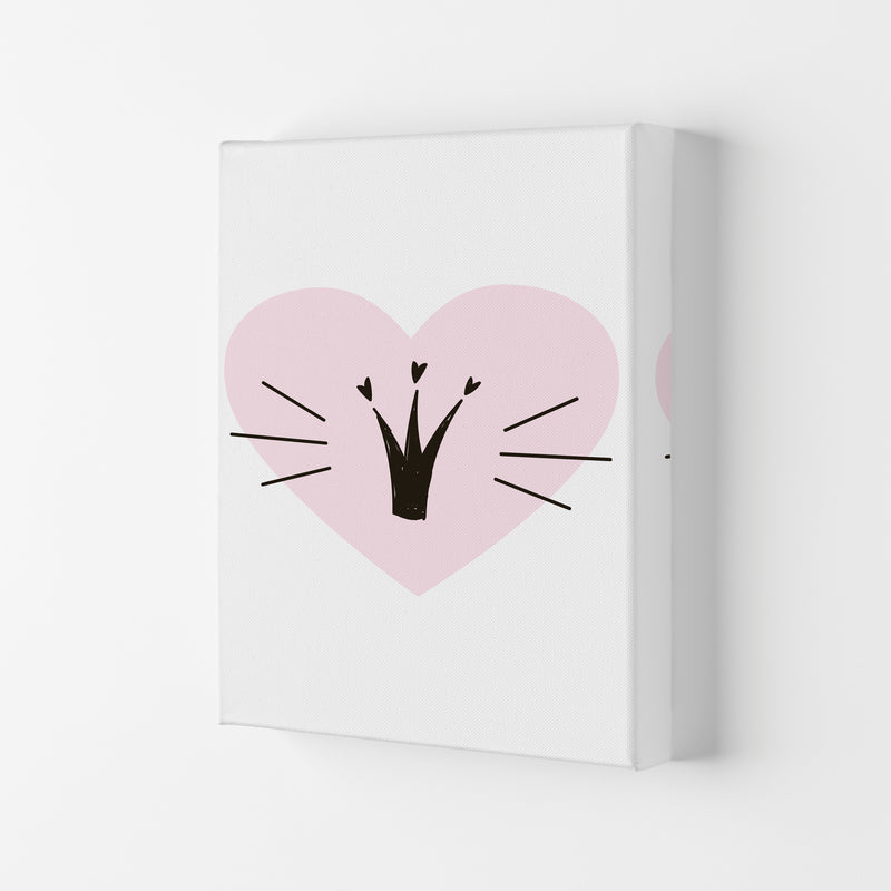 Crown With Pink Heart Framed Nursey Wall Art Print Canvas