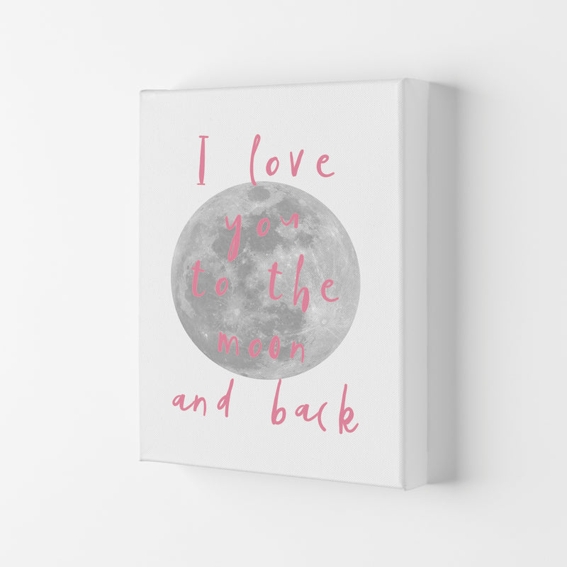 I Love You To The Moon And Back Pink Framed Typography Wall Art Print Canvas