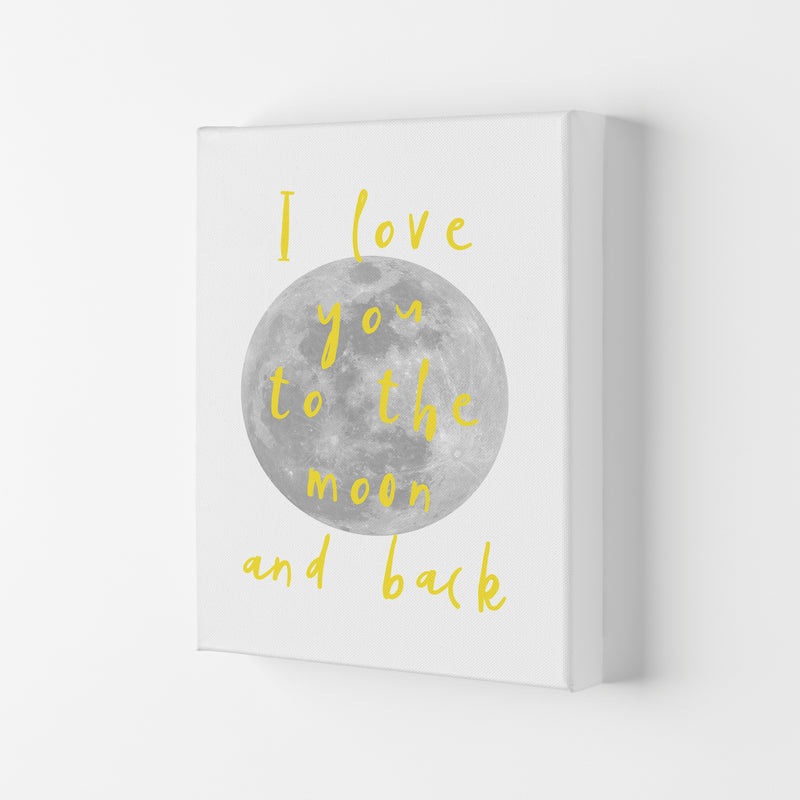 I Love You To The Moon And Back Yellow Framed Typography Wall Art Print Canvas