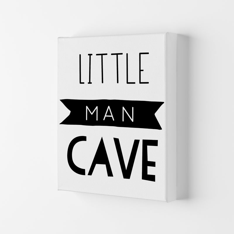Little Man Cave Black Banner Framed Nursey Wall Art Print Canvas