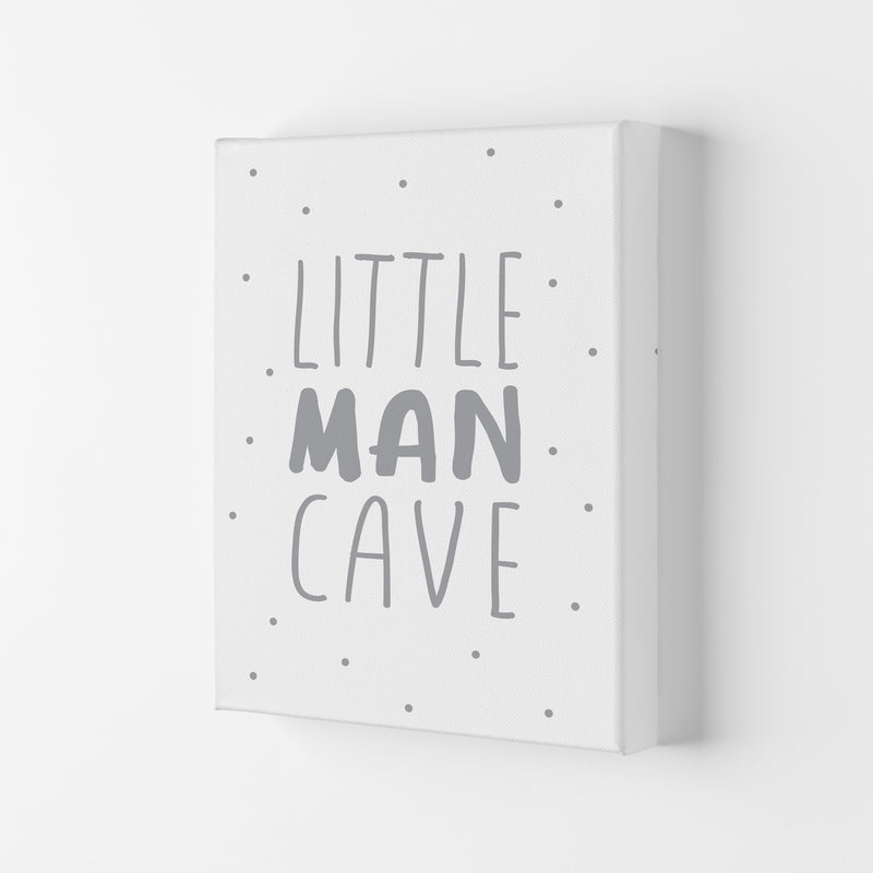Little Man Cave Grey Dots Framed Nursey Wall Art Print Canvas