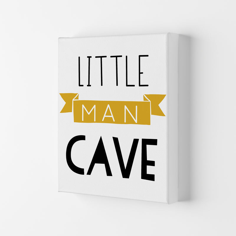 Little Man Cave Mustard Banner Framed Nursey Wall Art Print Canvas