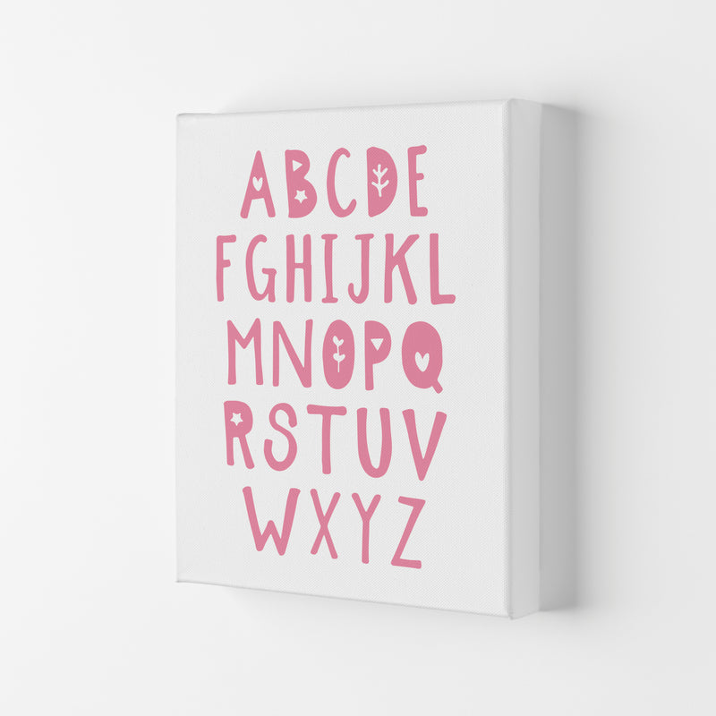 Bright Pink Alphabet Framed Nursey Wall Art Print Canvas
