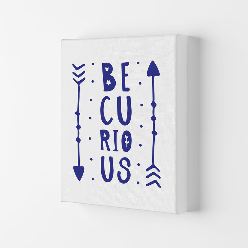 Be Curious Navy Framed Typography Wall Art Print Canvas