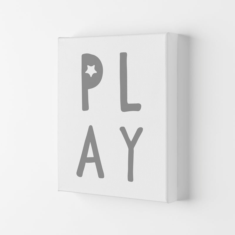 Play Grey Framed Typography Wall Art Print Canvas