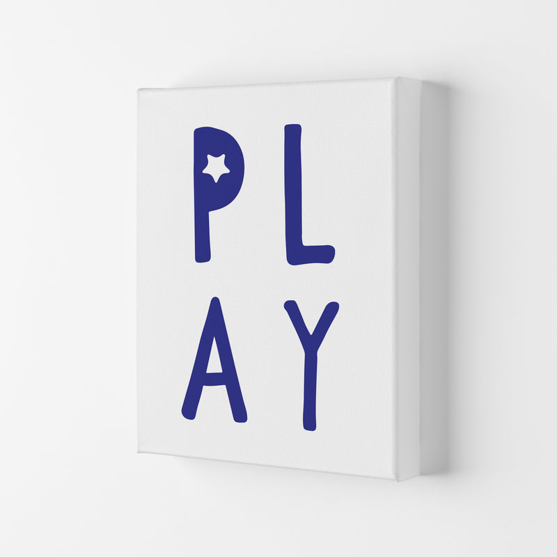 Play Navy Framed Typography Wall Art Print Canvas