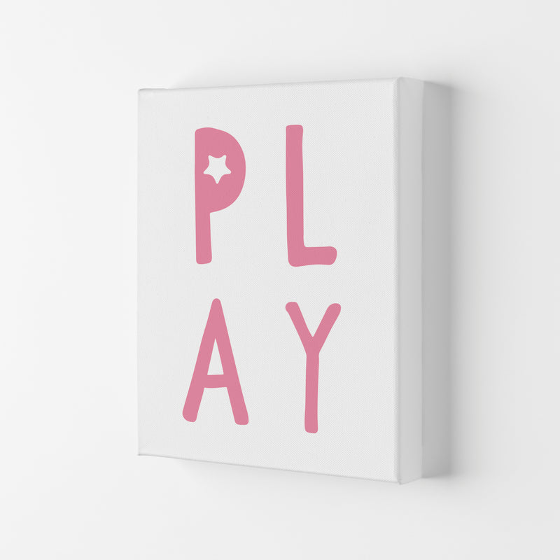 Play Pink Framed Typography Wall Art Print Canvas