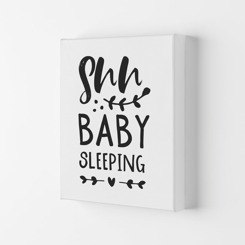 Shh Baby Sleeping Black Framed Nursey Wall Art Print Canvas