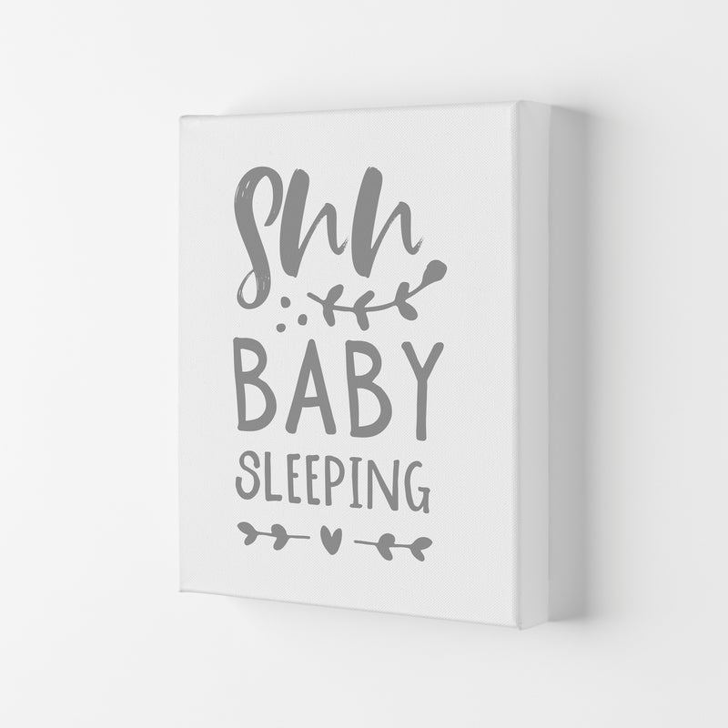 Shh Baby Sleeping Grey Framed Nursey Wall Art Print Canvas