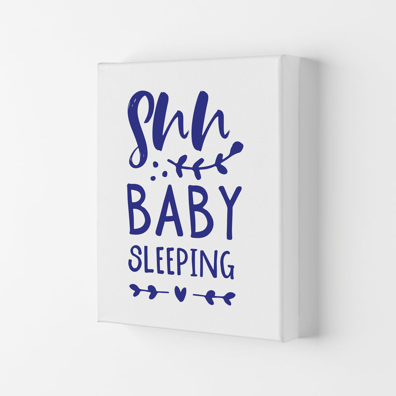 Shh Baby Sleeping Navy Framed Nursey Wall Art Print Canvas