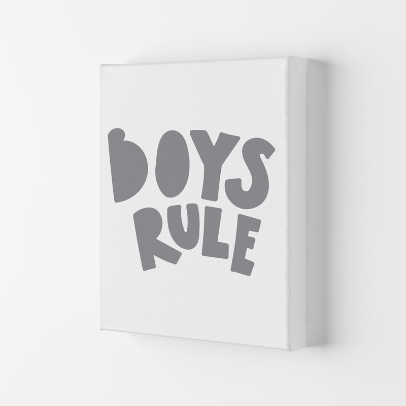 Boys Rule Grey Framed Nursey Wall Art Print Canvas
