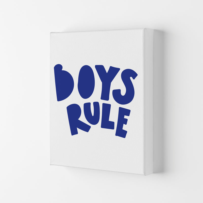 Boys Rule Navy Framed Nursey Wall Art Print Canvas