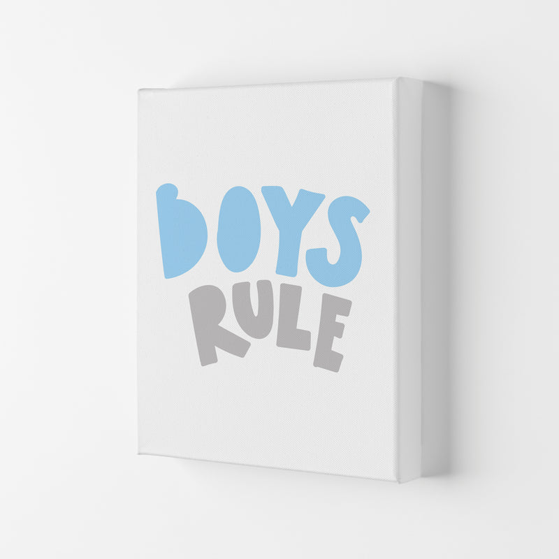 Boys Rule Grey And Light Blue Framed Typography Wall Art Print Canvas