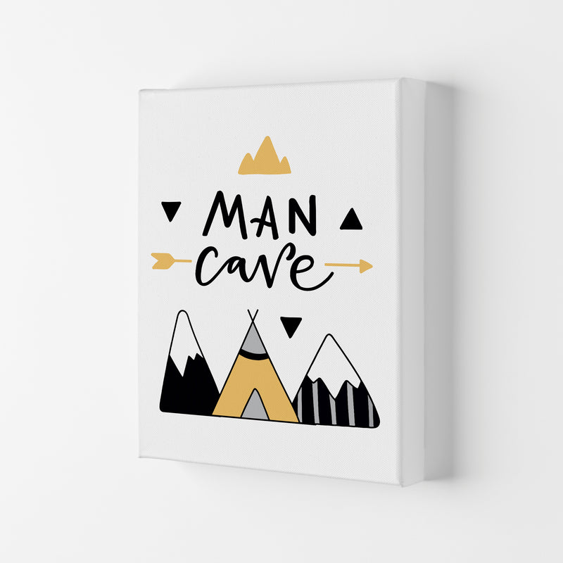 Man Cave Mountains Mustard And Black Framed Typography Wall Art Print Canvas
