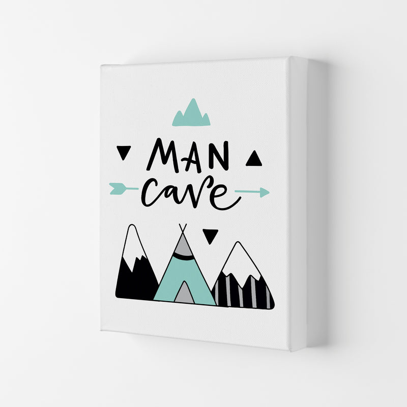 Man Cave Mountains Mint And Black Framed Typography Wall Art Print Canvas