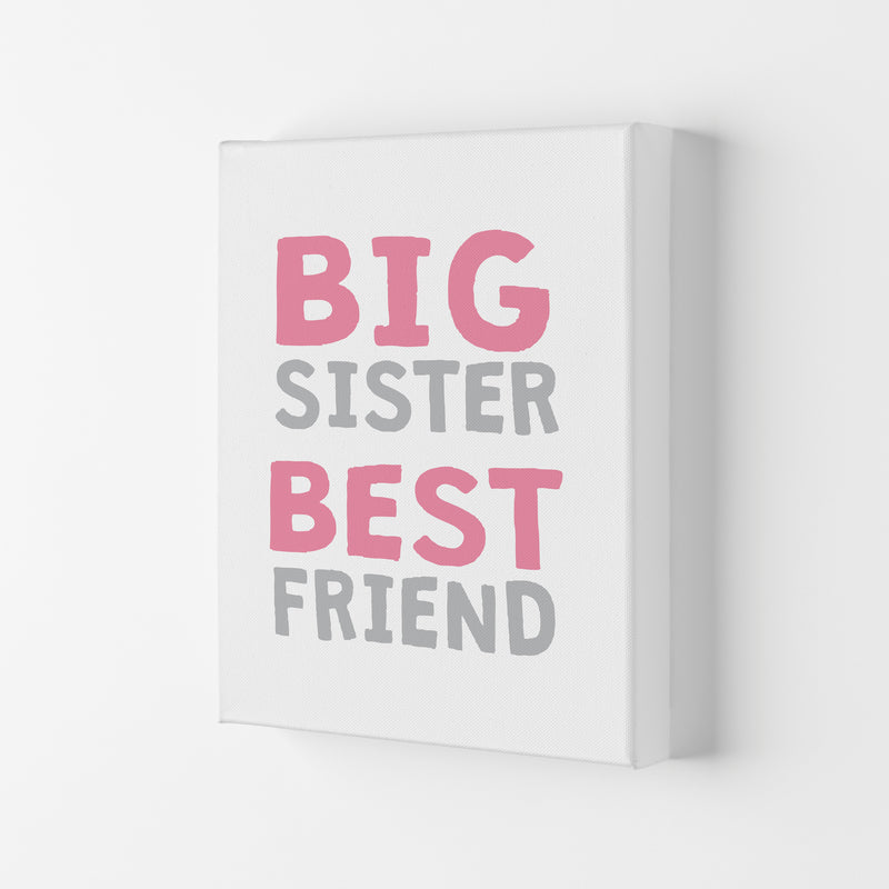 Big Sister Best Friend Pink Framed Typography Wall Art Print Canvas