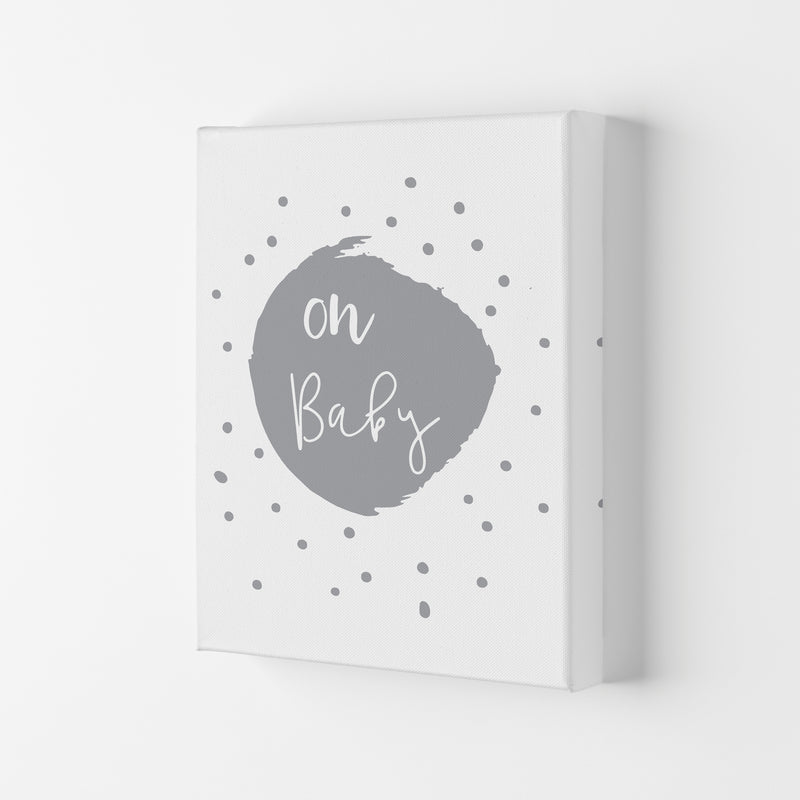 Oh Baby Grey Framed Typography Wall Art Print Canvas