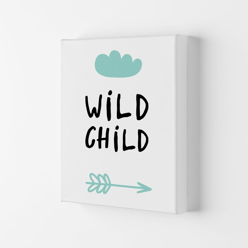 Wild Child Mint And Black Framed Nursey Wall Art Print Canvas