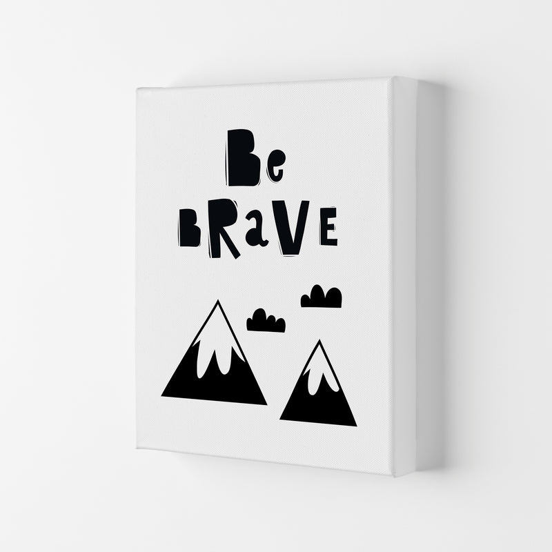 Be Brave Scandi Mountains Framed Typography Wall Art Print Canvas
