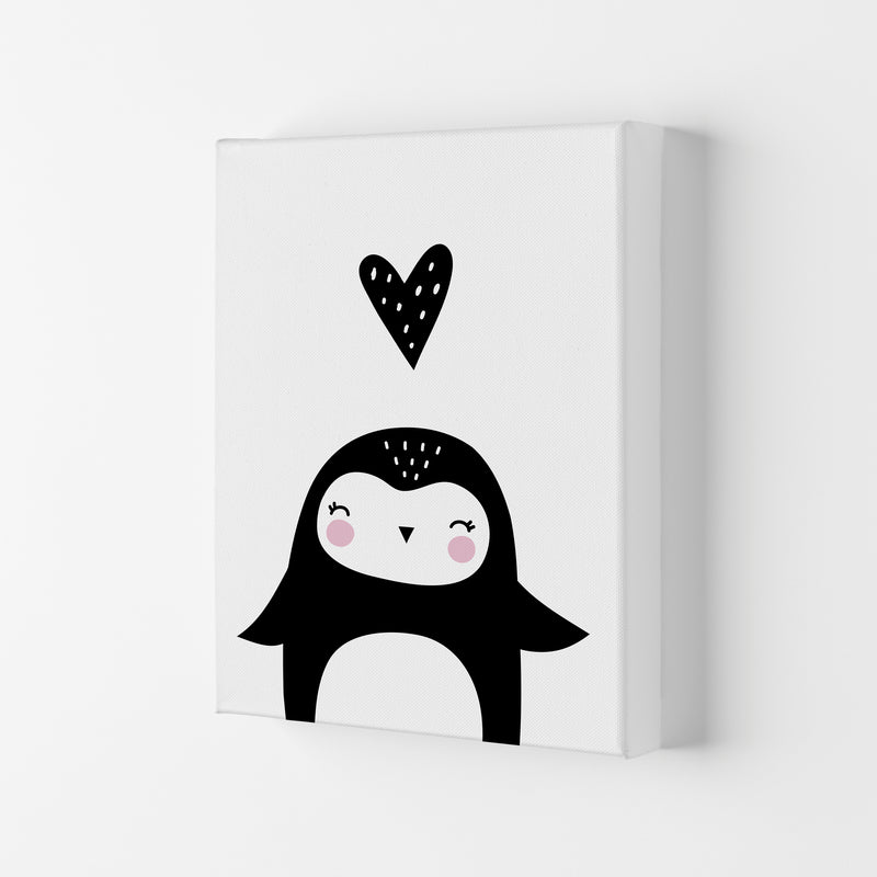 Penguin And Heart Modern Print Animal Art Print Canvas