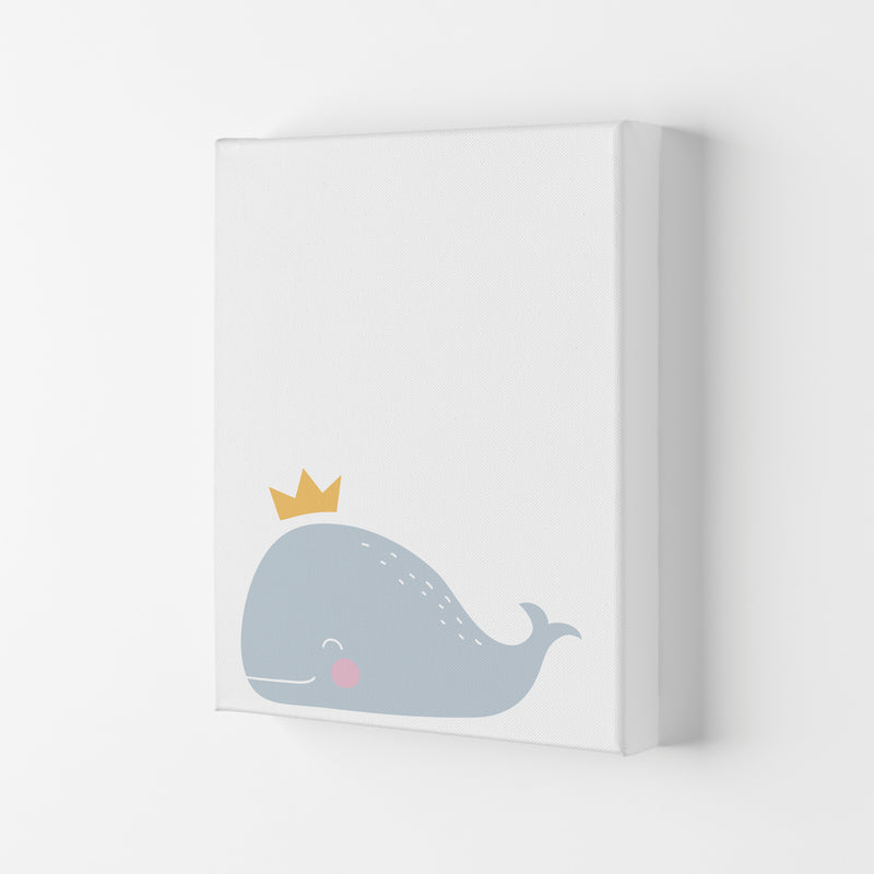 Whale With Crown Framed Nursey Wall Art Print Canvas