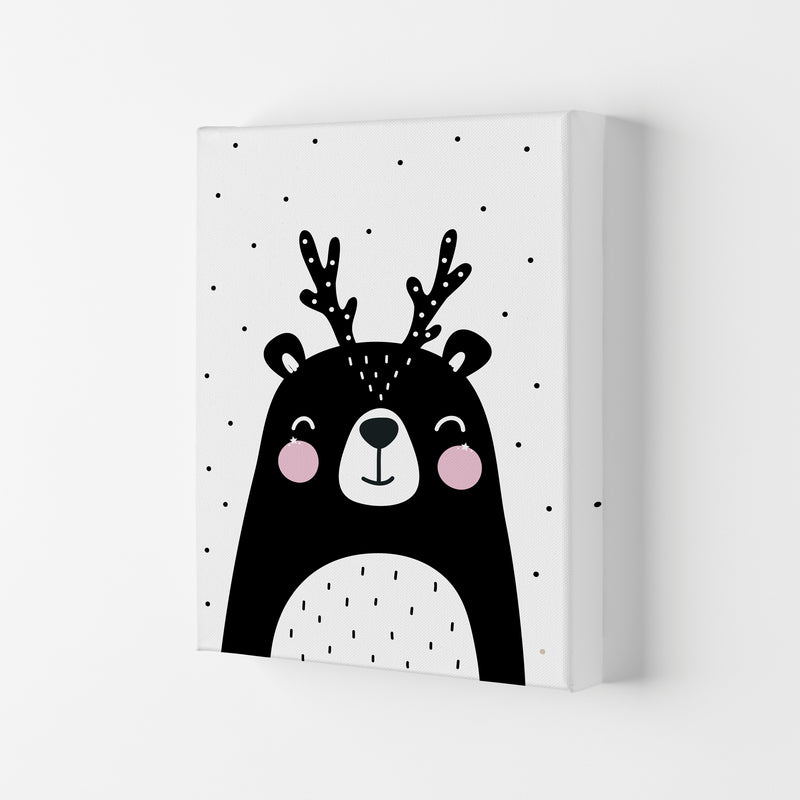 Black Bear With Antlers Modern Print Animal Art Print Canvas