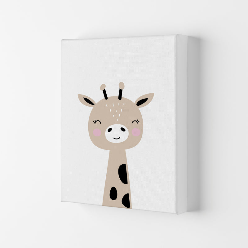 Scandi Brown Giraffe Framed Nursey Wall Art Print Canvas