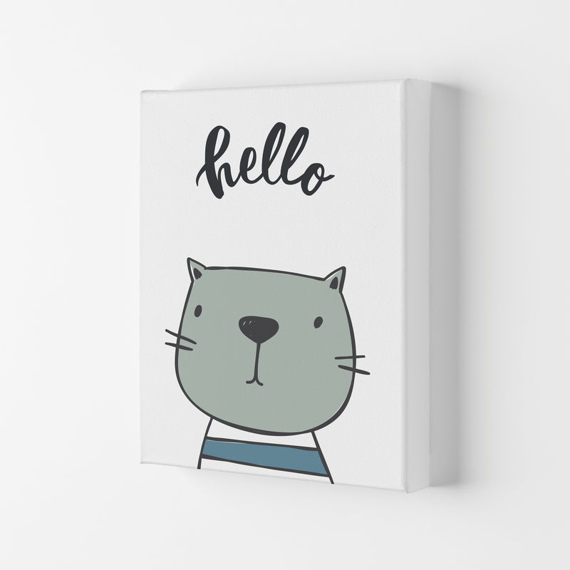 Hello Cat Modern Print Animal Art Print Canvas