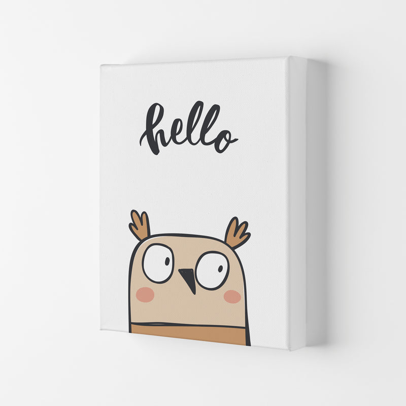 Hello Owl Modern Print Animal Art Print Canvas