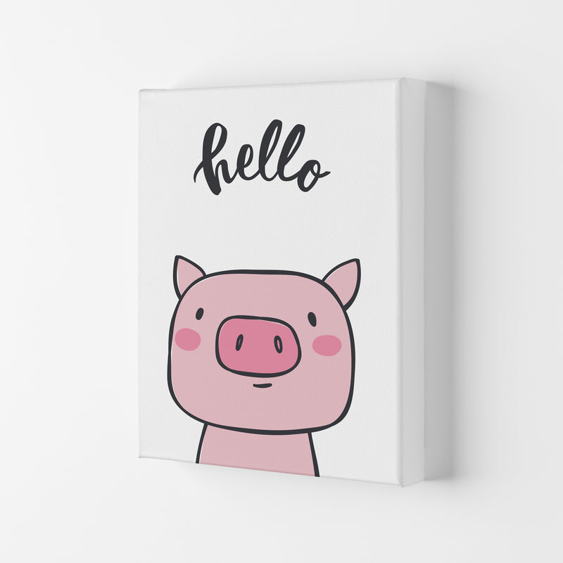 Hello Pig Modern Print Animal Art Print Canvas