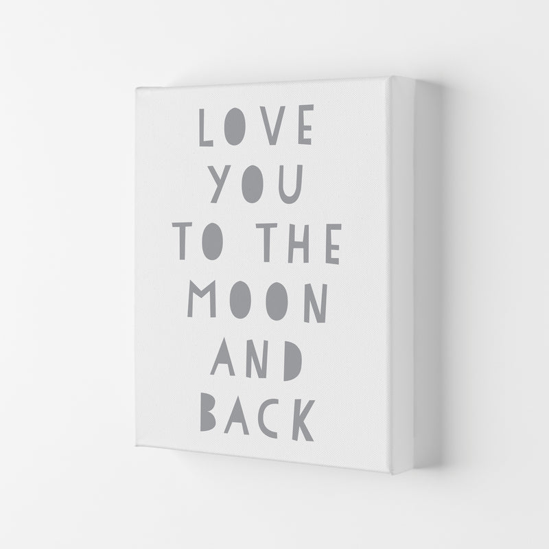 Love You To The Moon And Back Grey Framed Typography Wall Art Print Canvas