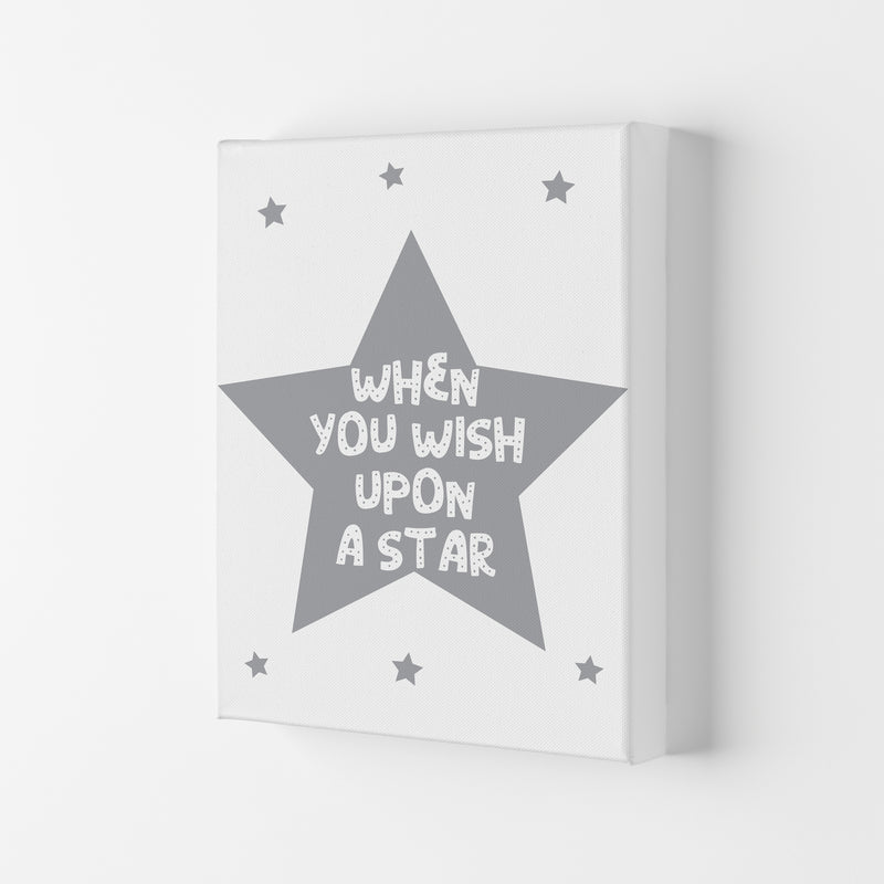 Wish Upon A Star Grey Framed Nursey Wall Art Print Canvas