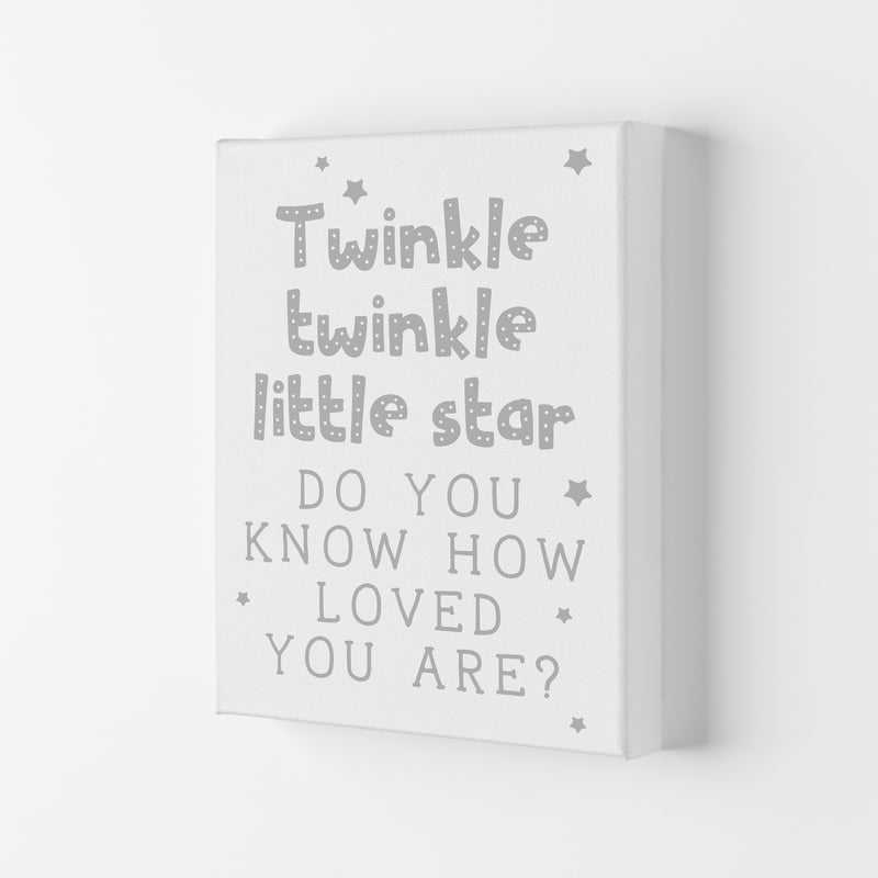 Twinkle Twinkle Little Star Grey Framed Nursey Wall Art Print Canvas