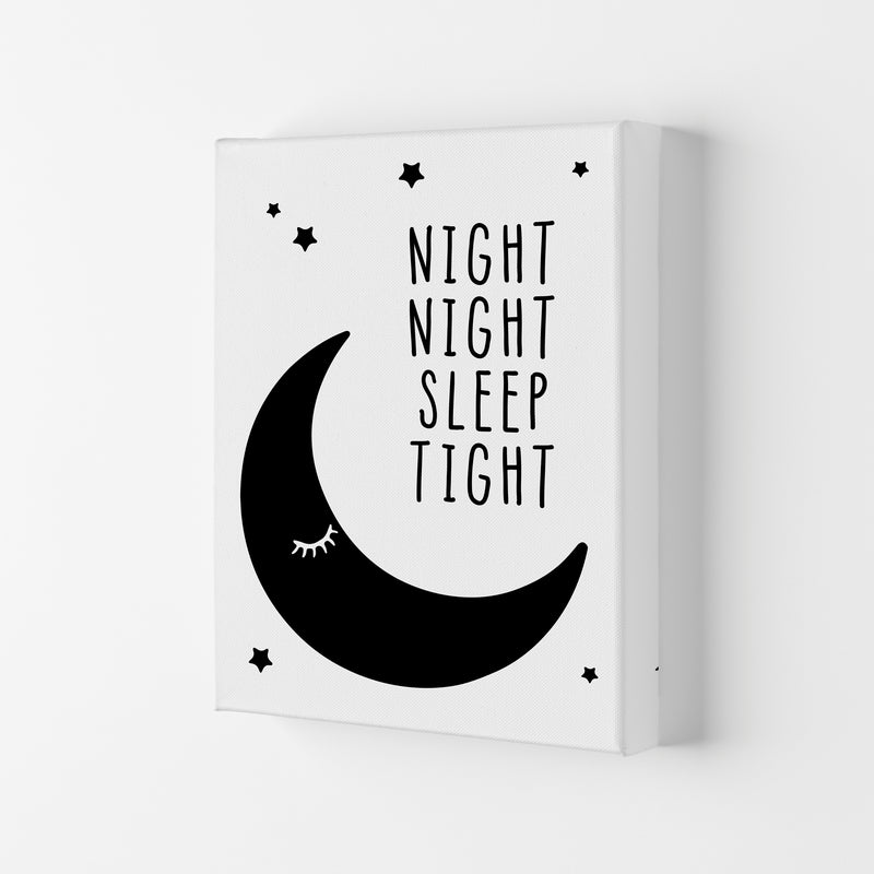 Night Night Moon Black Framed Nursey Wall Art Print Canvas