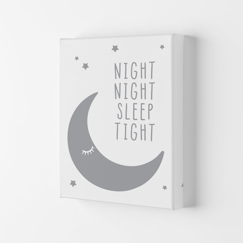 Night Night Moon Grey Framed Nursey Wall Art Print Canvas
