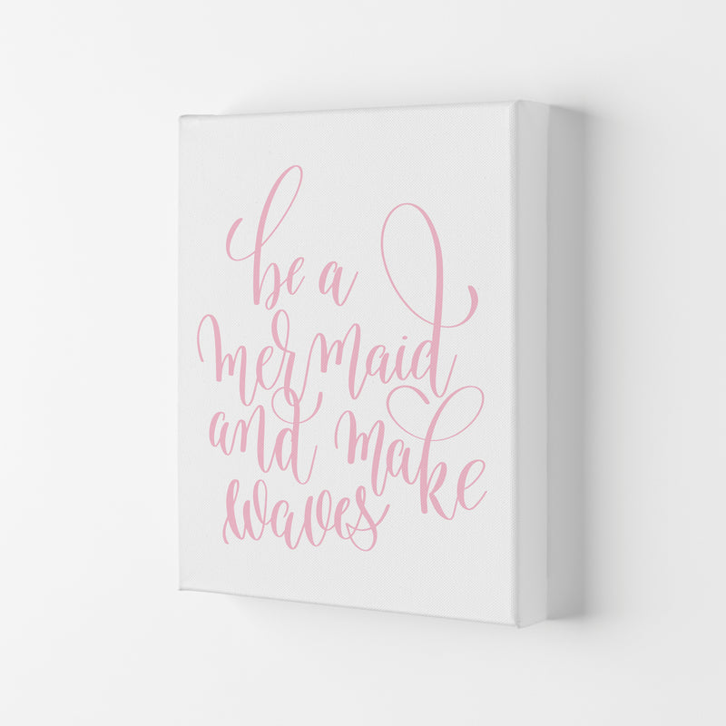 Be A Mermaid Pink Framed Typography Wall Art Print Canvas