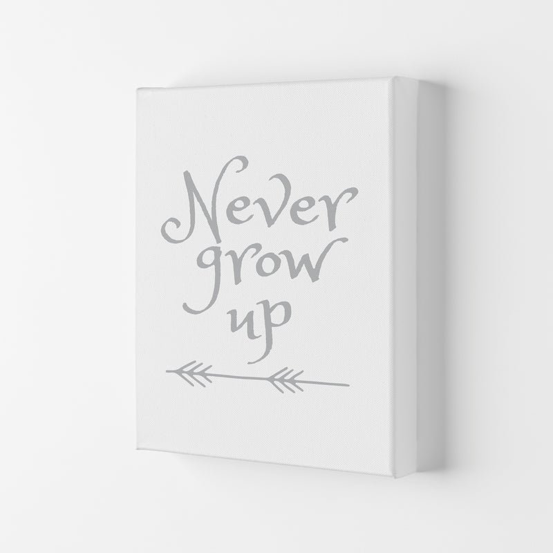 Never Grow Up Grey Framed Typography Wall Art Print Canvas