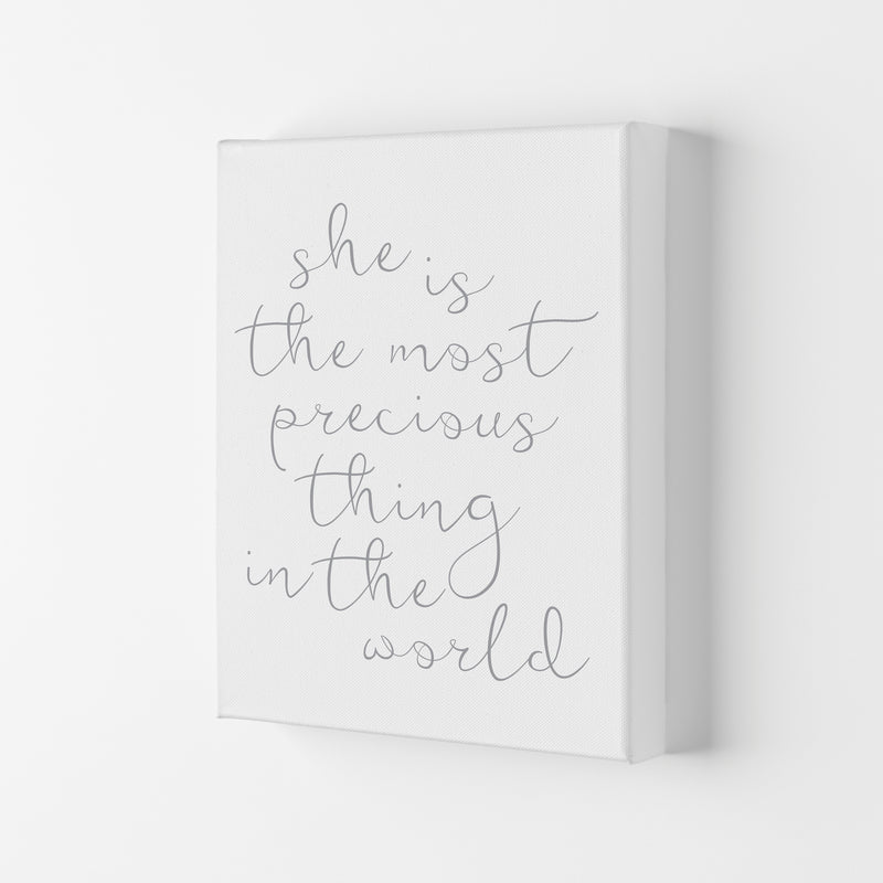 She Is The Most Precious Thing Grey Modern Print Canvas