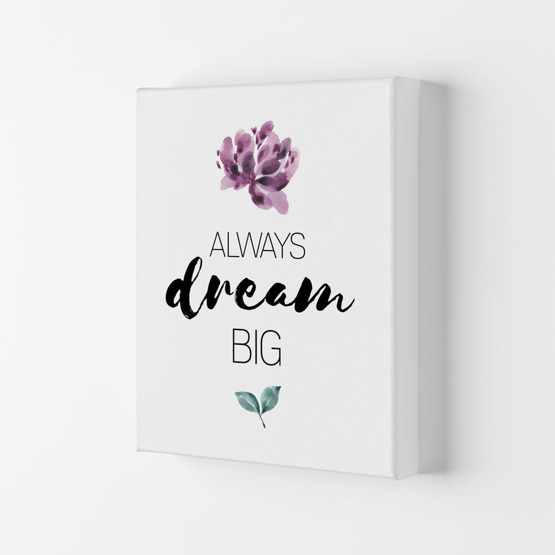 Always Dream Big Purple Floral Framed Typography Wall Art Print Canvas