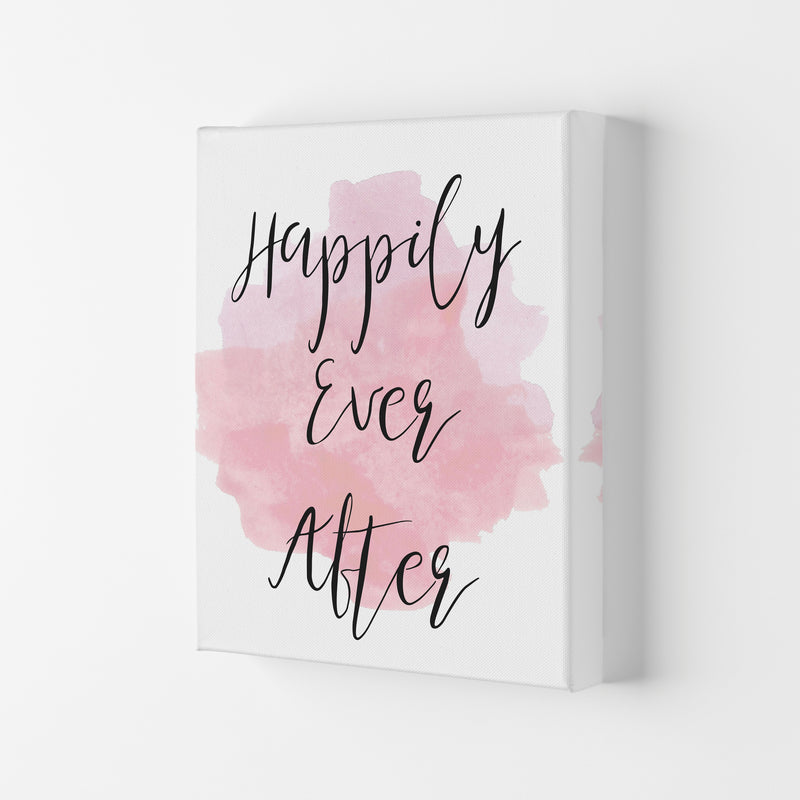 Happily Ever After Pink Watercolour Modern Print Canvas