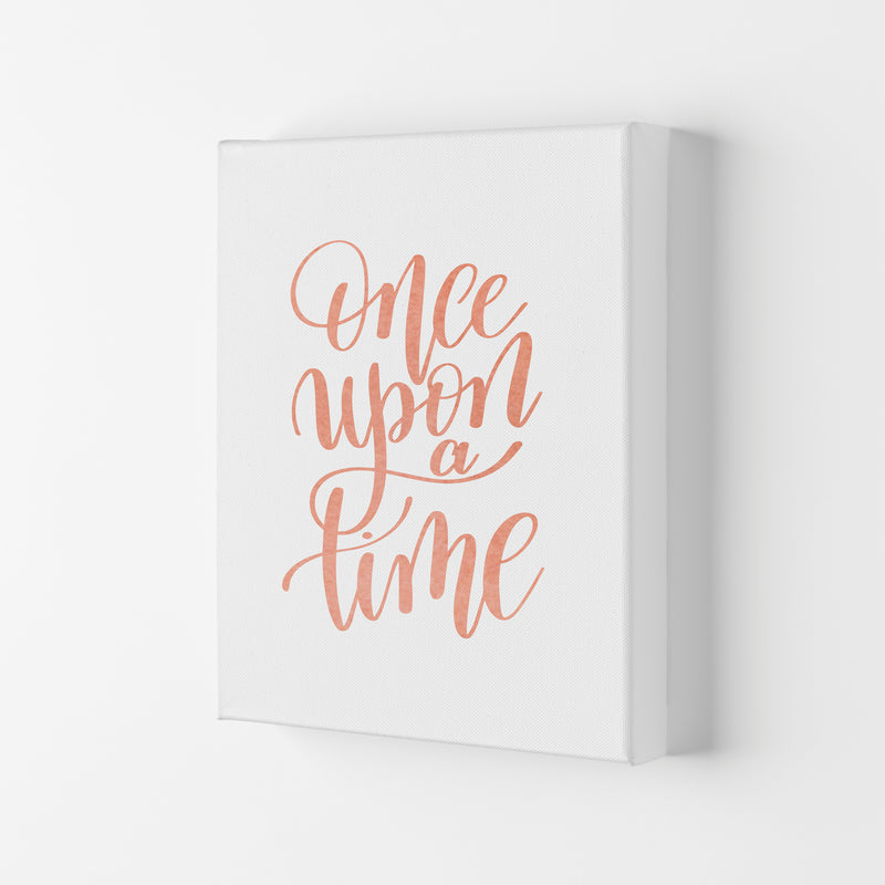Once Upon A Time Peach Watercolour Framed Typography Wall Art Print Canvas