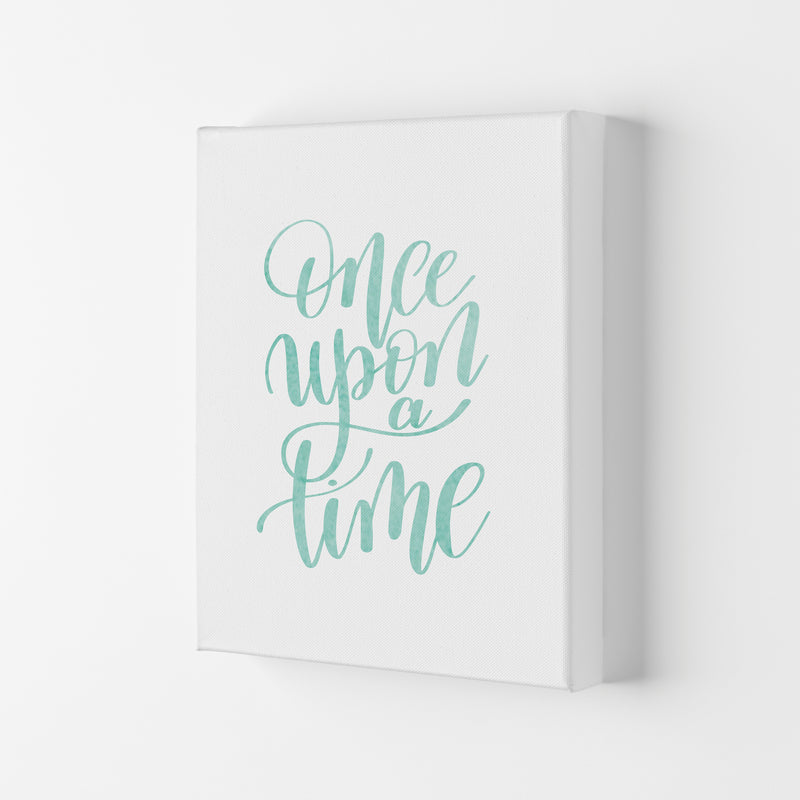 Once Upon A Time Mint Watercolour Framed Typography Wall Art Print Canvas
