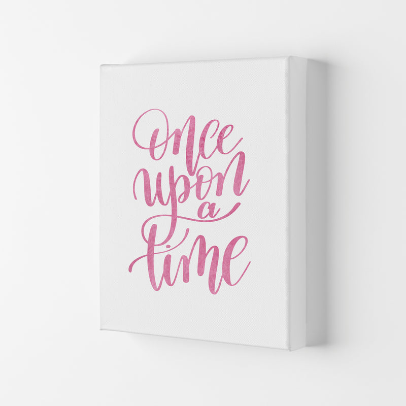 Once Upon A Time Pink Watercolour Framed Typography Wall Art Print Canvas