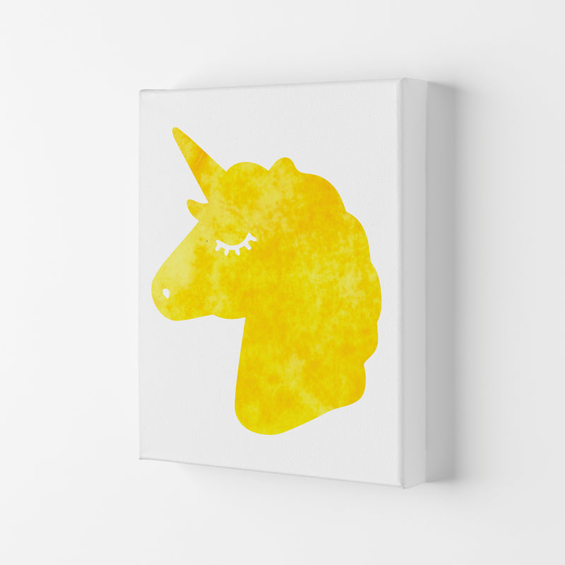 Unicorn Yellow Silhouette Watercolour Modern Print Canvas